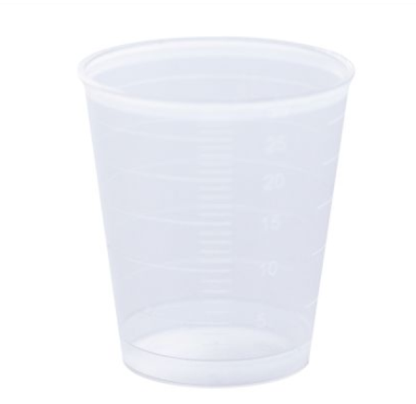 Preview: Medikamentenbecher 30 ml - natur (transparent), aus Polypropylen, Graduiert 