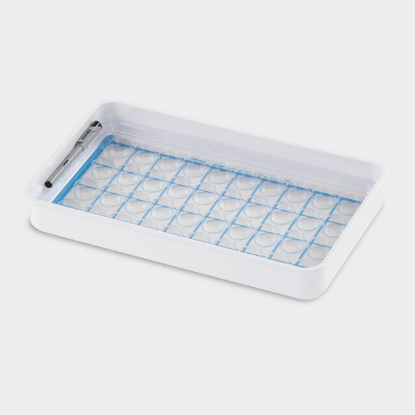 melipul Becher-Tablett 40x1-43 mit Tablett-Einsatz für 40 Becher, Folie und Folienstift
