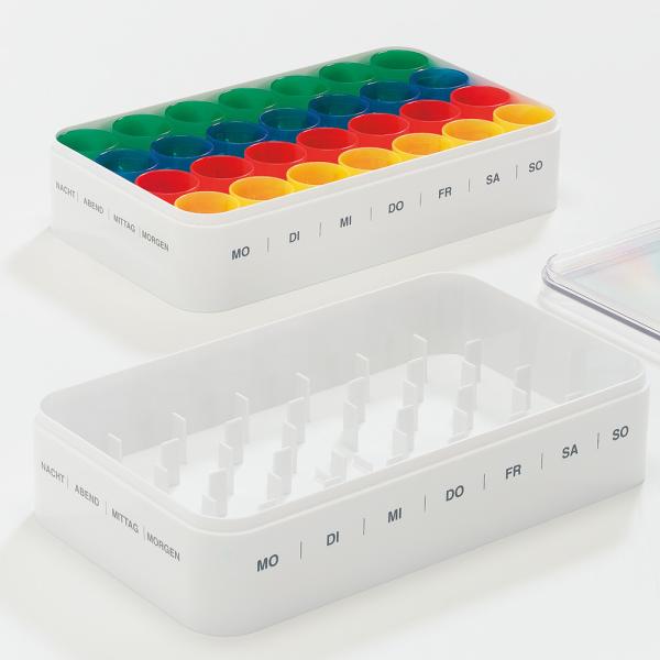 Preview: melipul Wochen-Dispenser 7x4 - Für 7 Tage, stapelbar, L 248 x B 145 x H 52 mm