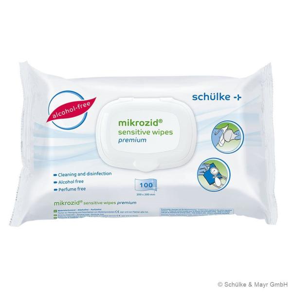 Mikrozid Sensitiv Wipes Premium - Desinfektionstücher 20x20 cm, alkoholfrei, Ready-to-use