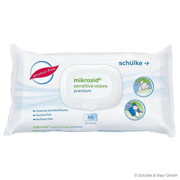 Preview: Mikrozid Sensitiv Wipes Premium - Desinfektionstücher 20x20 cm, alkoholfrei, Ready-to-use
