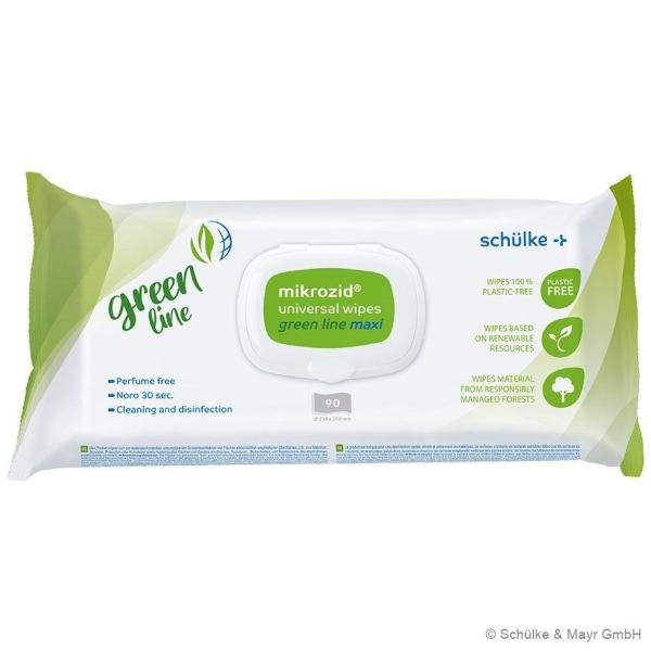 Preview: Mikrozid universal wipes green line - Gering alkoholische Schnelldesinfektionstücher
