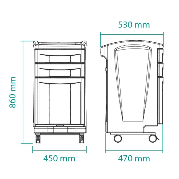 Preview: Multifunktionswagen Copernico - Mit 2 Schubladen, Klapptür, Türanschlag links