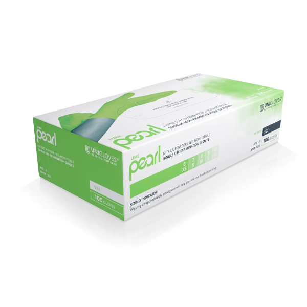 Preview: Nitrilhandschuhe LIME PEARL - unsteril, puderfrei, grün, 100 Stück