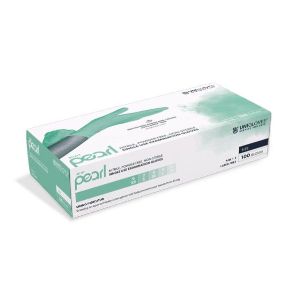 Preview: Nitrilhandschuhe MINT PEARL - unsterile, puderfreie Untersuchungshandschuhe 