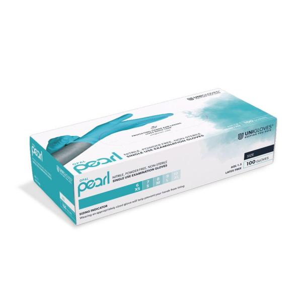 Preview: Nitrilhandschuhe OPAL PEARL - unsterile puderfreie Untersuchungshandschuhe, hellblau