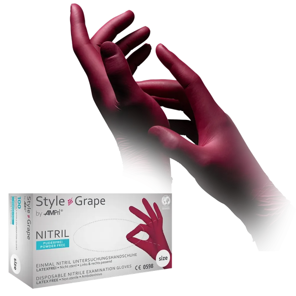 Nitrilhandschuhe Style Grape (bordeaux) - Unsterile puderfreie Untersuchungshandschuhe