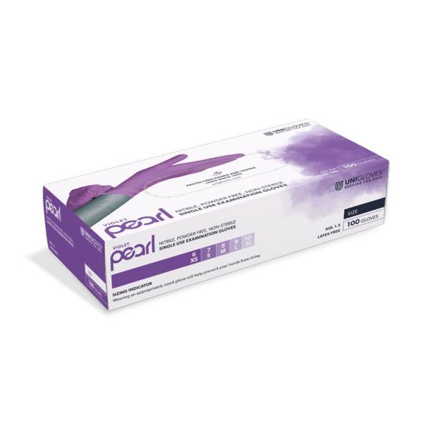 Preview: Nitrilhandschuhe VIOLET PEARL - unsterile, puderfreie Untersuchungshandschuhe 