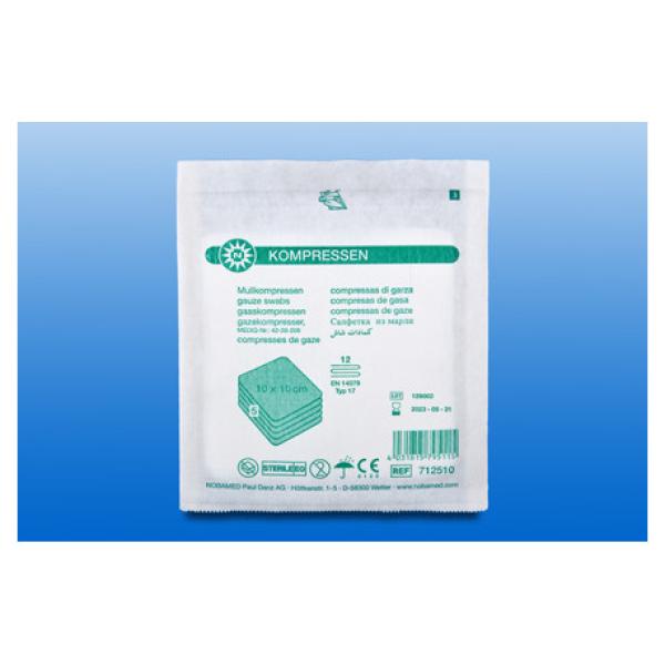 Preview: NOBA Mullkompressen, steril - Zur Erstversorgung, Wundreinigung und Wundabdeckung (SSB-fähig)