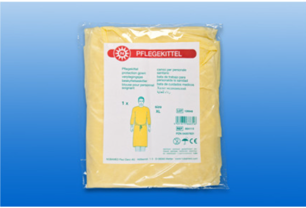 Noba Pflegekittel, gelb - Aus Vliesstoff, Mit Armbündchen, 10 Stück 