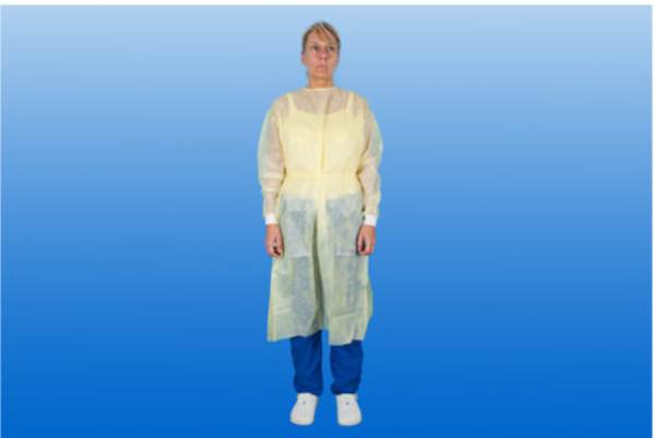 Preview: Noba Pflegekittel, gelb - Aus Vliesstoff, Mit Armbündchen, 10 Stück 