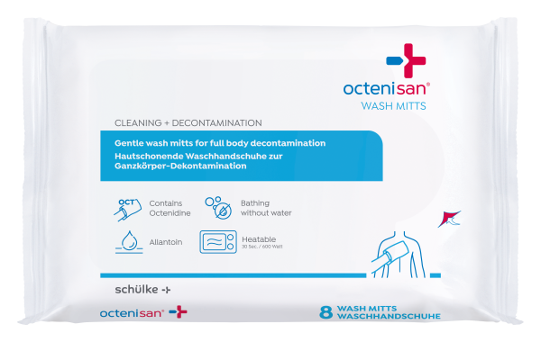 Octenisan Waschhandschuhe - 8 Antimikrobielle Waschhandschuhe zur Haut-Reinigung/Pflege