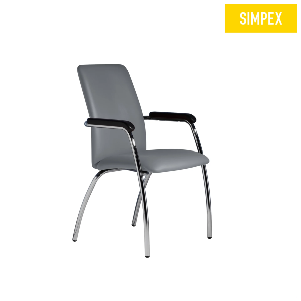 Preview: OKTAVIA Classic Wartezimmerstuhl mit Armlehnen - Kunstleder, 4-Bein, 240 kg Tragkraft