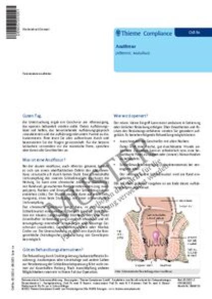 Patientenaufklärungsbögen, 50 Stück - Analfissur (Afterriss; Analulkus) 