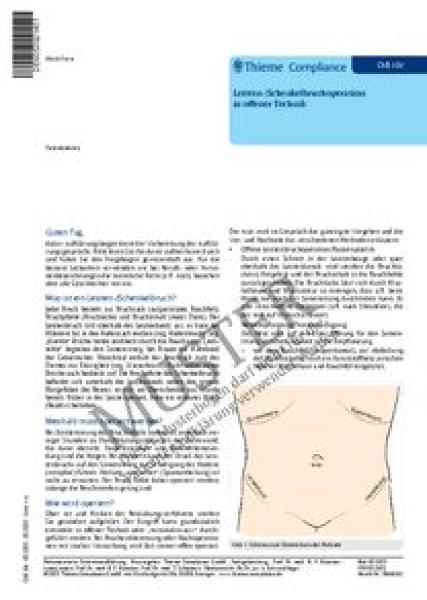 Patientenaufklärungsbögen, 50 Stück - Leisten-/Schenkelbruchoperation, offen