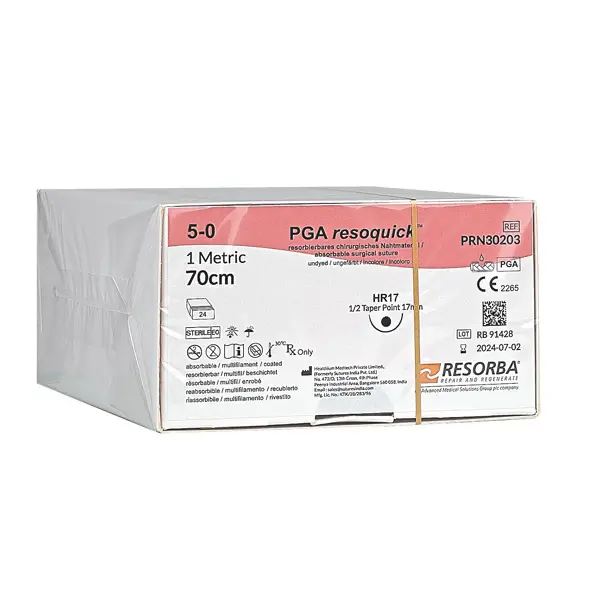 PGA resoquick, Resorba - Synthetisch geflochten resorbierbar, ungefärbt, beschichtet