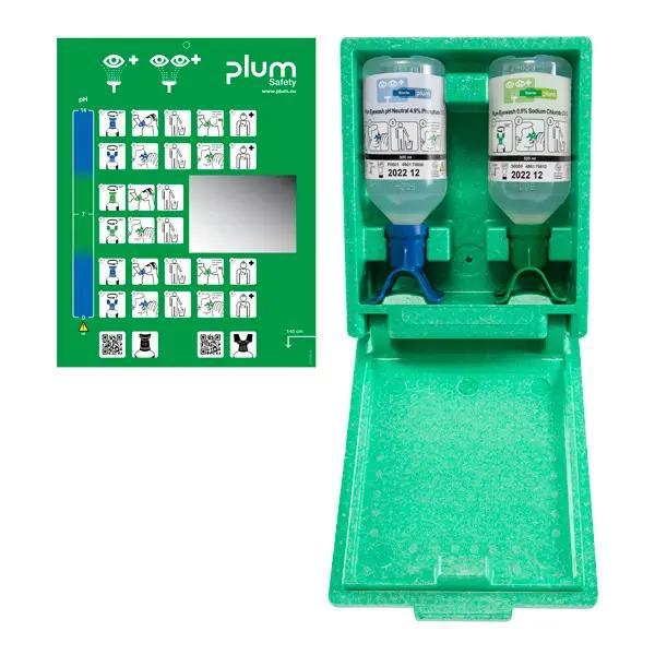 Plum Augen-Notfallstation Duo Wandbox - Mit 1 x pH Neutral DUO & 1 x Augenspüllösung DUO