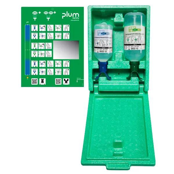Preview: Plum Augen-Notfallstation Duo Wandbox - Mit 1 x pH Neutral DUO & 1 x Augenspüllösung DUO