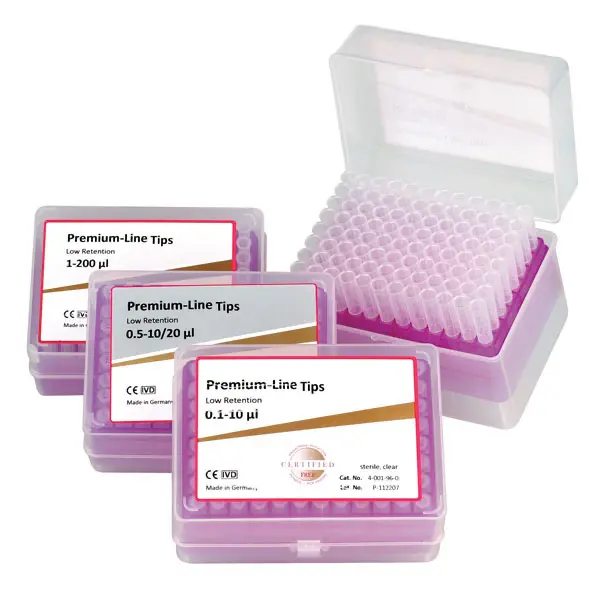 Premium Pipettenspitzen - Transparente Spitzen mit geringstem Probenverlust/Low Retention