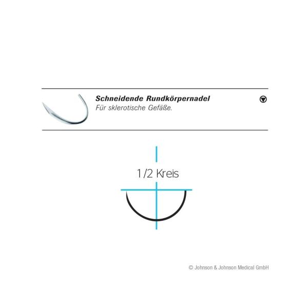 Preview: Prolene V6  3=2/0  75 cm  3Dtzd - Blaues monofiles, nicht resorbierbares Nahtmaterial (SSB-fähig)