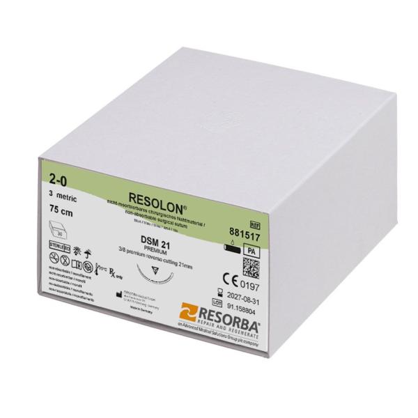 Preview: Resolon DSM21  3Dtzd - Blaues monofiles, nicht resorbierbares Nahtmaterial (SSB-fähig)