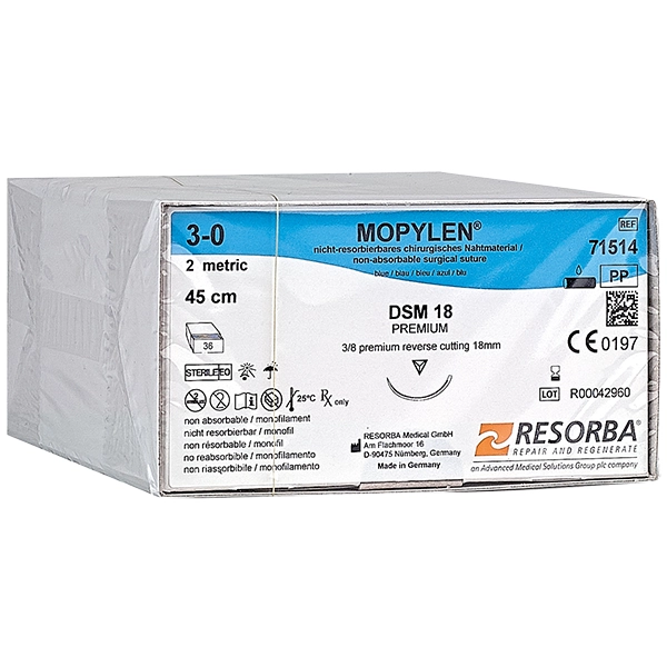 Resorba Mopylen blau - Monofil, nicht resorbierbares Nahtmaterial (SSB-fähig)