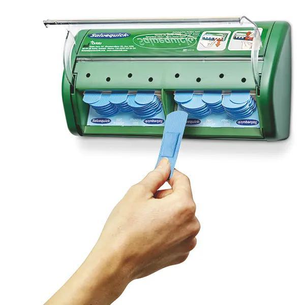 Preview: Salvequick Pflasterspender Blue Detectable - sicher, auch für Lebensmittelbranche geeignet