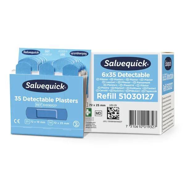 Preview: Salvequick Pflasterstrips Blue Detectable Refill - Nachfüllpackung, 6 Pack je Großpack