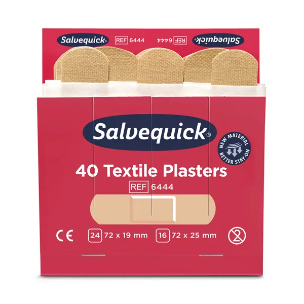 Salvequick Pflasterstrips Refill Textilpflaster - atmungsaktiv, rückstandslos entfernbar