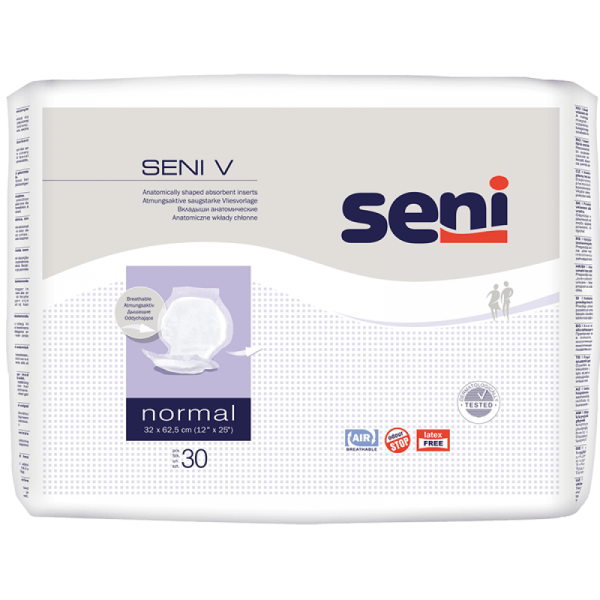 San Seni V Normal - weiß, atmungsaktive-anatomische Vliesvorlage ohne Nässeschutzfolie