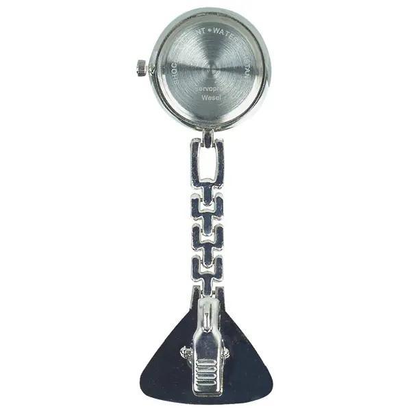 Preview: Schwesternuhr mit stabilem Clip und Sekundenanzeiger in einer Metalldose