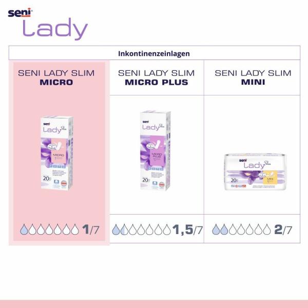 Preview: Seni Lady Slim Micro,  20 Stück - Inkontinenzeinlagen