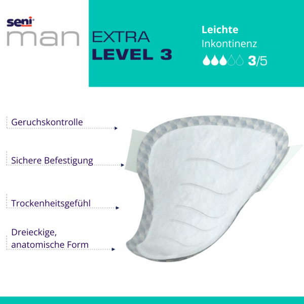 Preview: Seni Man Extra Level 3 Inkontinenzeinlage - für Männer, leichte bis mittlere Inkontinenz