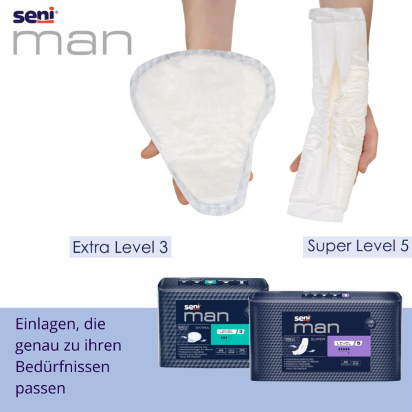 Preview: Seni Man Extra Level 3 Inkontinenzeinlage - für Männer, leichte bis mittlere Inkontinenz