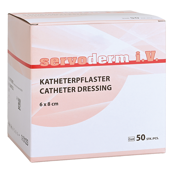 Servoderm I.V. Katheterpflaster/Kanülenfixierung, 8 x 6 cm - Steriles Pflaster mit Wundpad (SSB-fähig)
