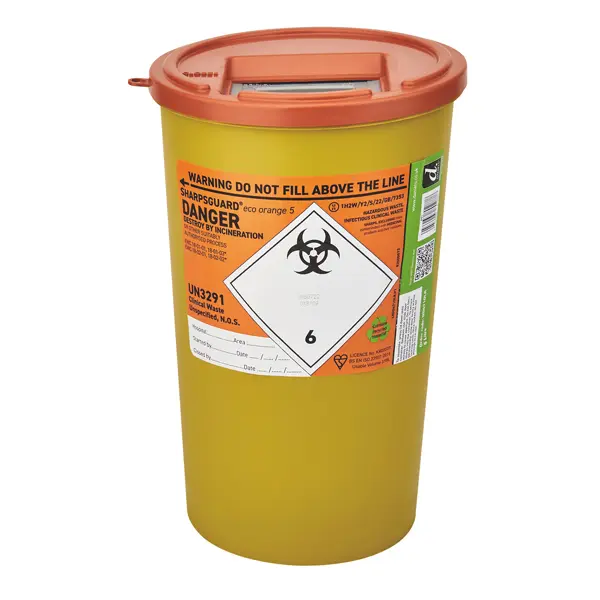 Sharpsguard Abfallcontainer rund für die Entsorgung von scharfen und spitzen Abfällen