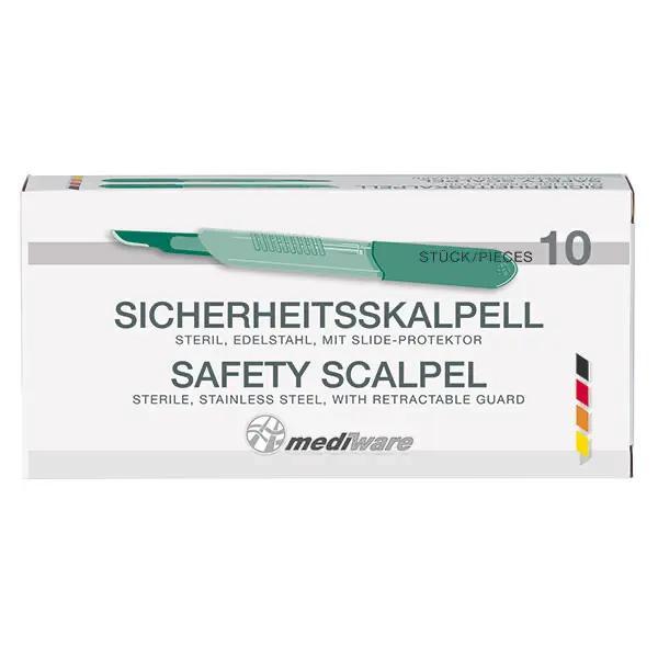 Sicherheitsskalpelle - Mit patentiertem Schiebeprotektor der Edelstahlklinge - steril