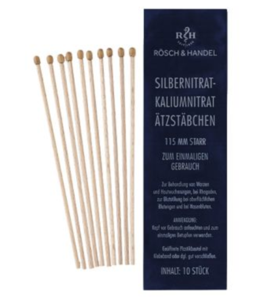 Silbernitrat-Kaliumnitrat Ätzstäbchen - 10 Stück zur Behandlung von Warzen, Blutstillung