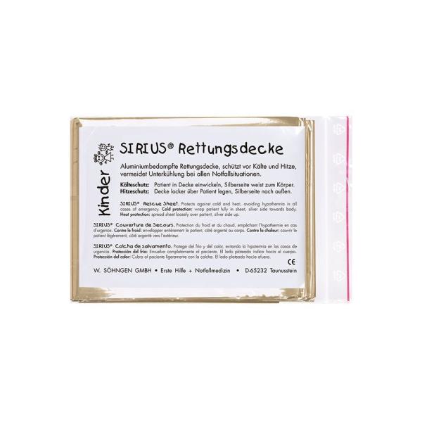 Sirius Kinder Rettungsdecke  silber-gold, 160 x 120 cm - Hitze- und Kälteschutz
