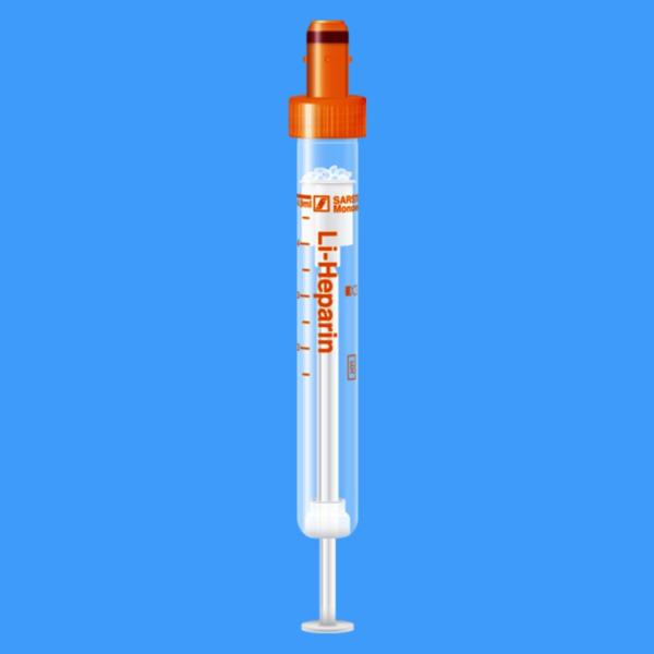 S-Monovette Lithium-Heparin 4,9 ml - 90 x 13mm, Membranschraubkappe organge, Papieretikett