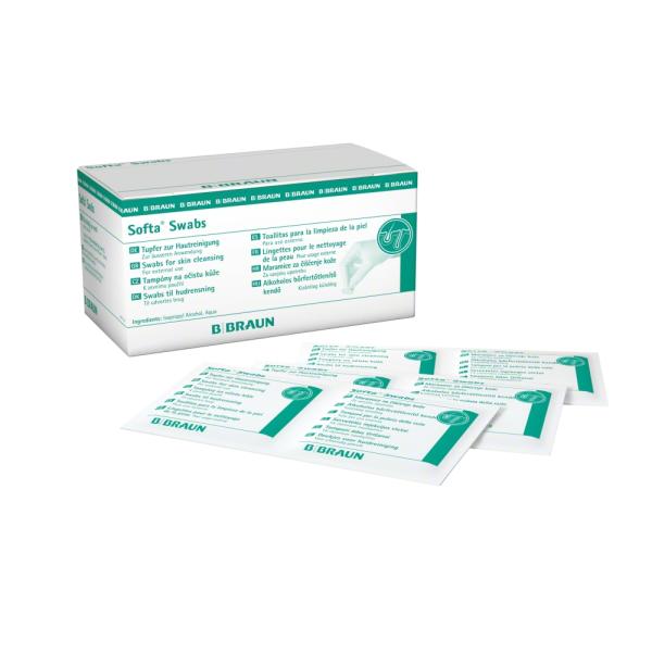 Softa Swab Alcohol Pads mit 70 % Isopropylalkohol getränkt - Tupfergröße 65 x 30 mm  (SSB-fähig)