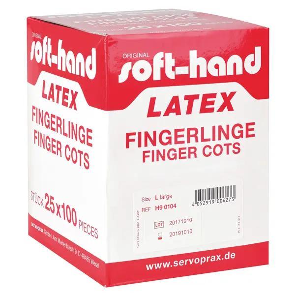 Soft-Hand Latex Fingerlinge - Untersuchungsfingerlinge, puderfrei - Größe 3, mittel, 100 Stück