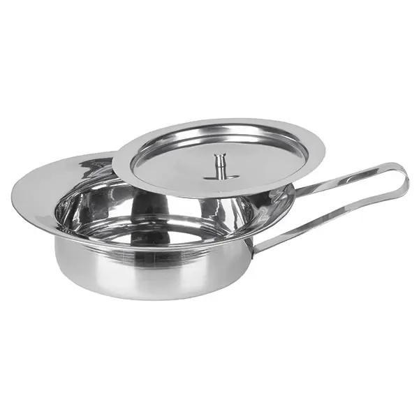 Stechbecken - Bettpfanne aus Edelstahl ECO - Mit Flachgriff und Deckel