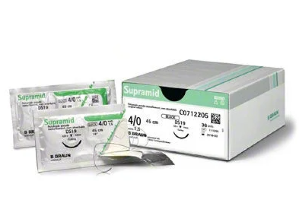 Preview: Supramid DS19  75cm  3Dtzd - Schwarzes, nicht resorbierbares Nahtmaterial (SSB-fähig)