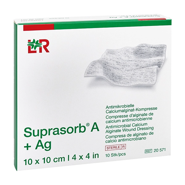 Suprasorb A+AG Calciumalginate - Sterile Kompressen oder Tamponade mit Silber (SSB-fähig)