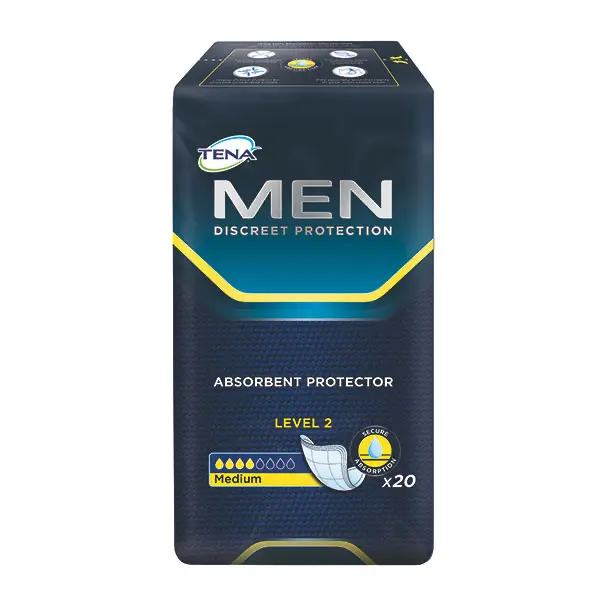 Preview: Tena Men Einlagen - Anatomisch geformt, hautfreundlicher Vliesstoff, hochsaugfähig