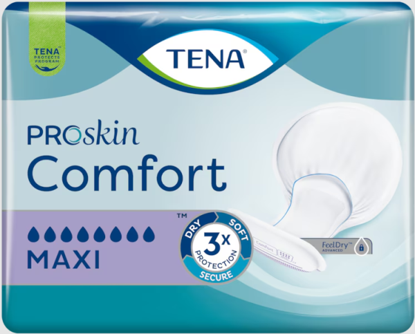 TENA ProSkin Comfort Maxi - Große Inkontinenzvorlagen, 64 x 40 cm, 34 Stück