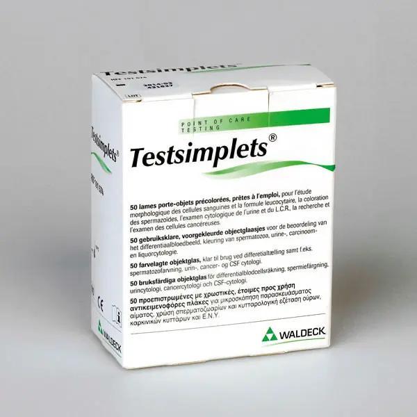 Testsimplets - Gebrauchsfertige, farbbeschichtete Objektträger ua für Differentialblutbild