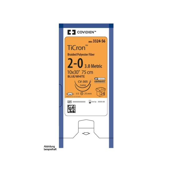 Ti-Cron C-13  1,5=4/0  45cm  3Dtzd - Blaues, nicht resorbierbares Nahtmaterial