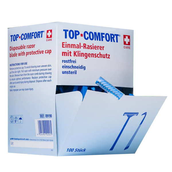 TOP-Comfort Einmalrasierer - 1 schneidig, blau, Breite 40 mm, unsteril, 100 Stück